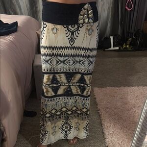 VENUS Black and White Embellished Maxi Skirt